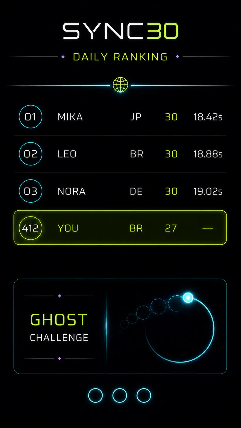 Ranking global e desafio de fantasma do SYNC30